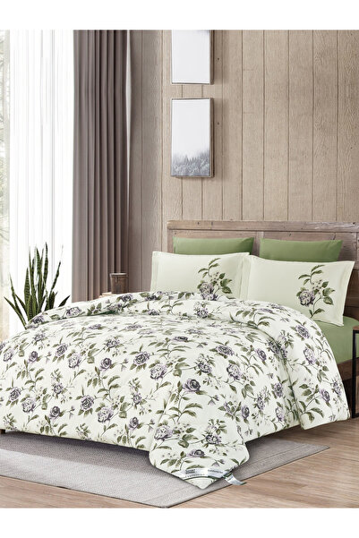 Donetella 4-Piece Comforter Set - Queen Size 180x240cm, Printed, All Season, Microfiber, 350 GSM Filling.