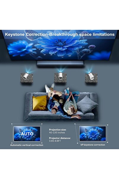 Generic Mini Portable Projector 4K/1080P Full HD, Android 11 & Netflix, WiFi 6, BT 5.0, 180° Rotation