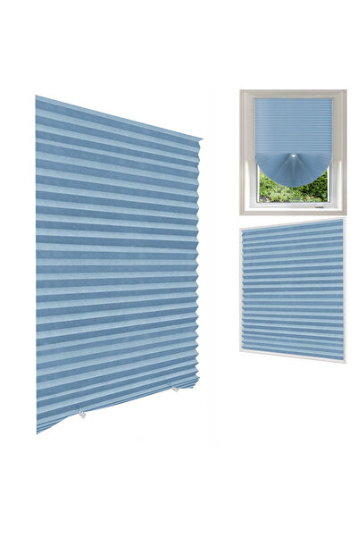 MaffStuff Fan-Type Self-Adhesive Blinds 60 x 150 cm, Blue Color – No Drilling, Quick Installation for Window