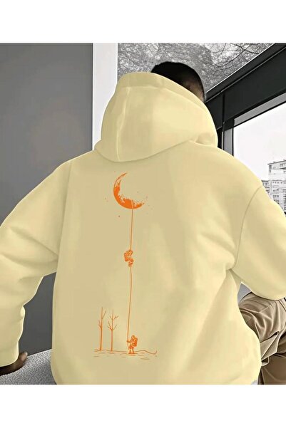 herkesemoda Φούτερ με κουκούλα με στάμπα στο πίσω μέρος και φλις εσωτερικά