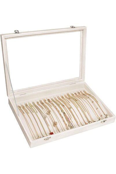 Hope صندوق منظم للقلادة فاخر مزود بـ 20 خطافًا من المخمل لعرض القلادة والمجوه...