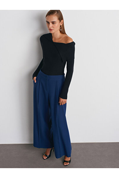 Dilvin 72192 Dikişli Geniş Paça Pantolon-İndigo