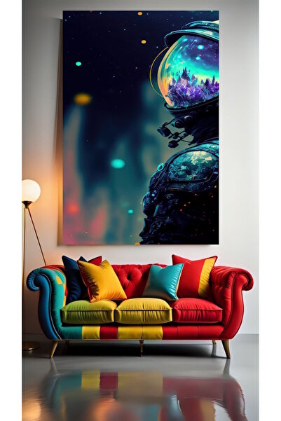 özkacar PE PLANETA NEON V1 Tablou decorativ pe pânză pentru acasă, perete, sa...