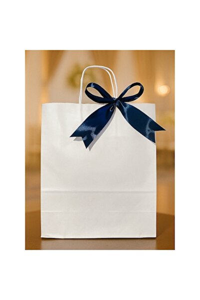 OEM Set 25 Pungi pentru Cadou, Hartie Kraft, Alb/Albastru, 32 x 25 x 11 cm