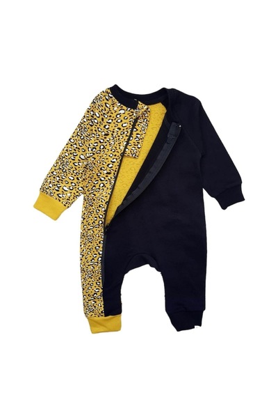 Miniworld - Jumpsuit with headband for girls, cotton, animal print pattern, age 9-12 months, 80 cm, Multico