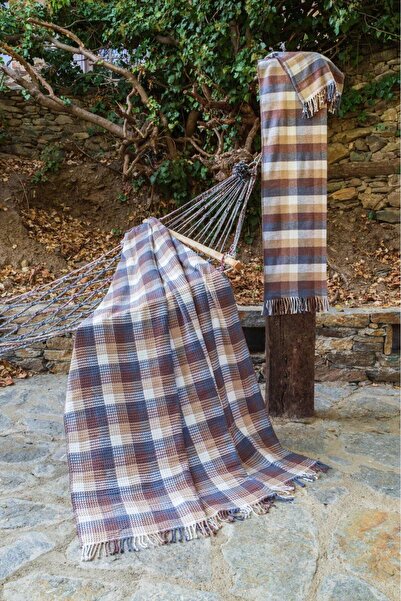 Bayev Blue Brown Scottish Double Cotton Blanket 200 X 220