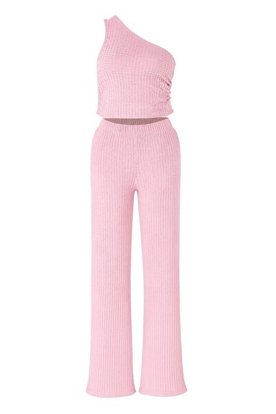 HAKKE Single Shoulder & Seersucker Textured Double Set