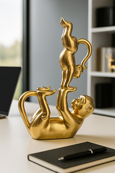 jeane home decor Dekoratif Maymun Ve Oğlu Biblo Hediyelik Ofis Ev Dekor