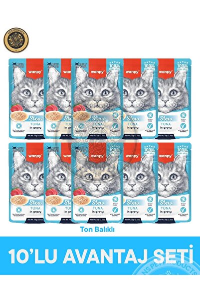 Wanpy Pouch Ton Balık Yetişkin Kedi Yaş Maması Seti 10x70 gr
