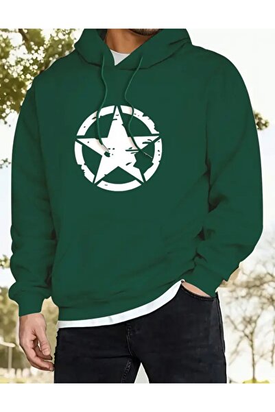 herkesemoda Hanorac cu glugă cu imprimeu cu stele și interior din lână