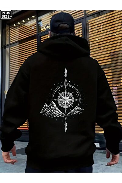 herkesemoda Φούτερ με κουκούλα με στάμπα στο πίσω μέρος και φλις εσωτερικά