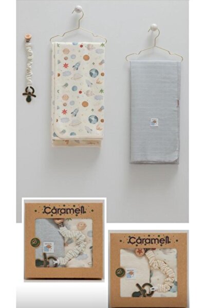 ByBest Beauty طقم بطانية من قماش الموسلين والقطن الممشط من كاراميل مكون من 3 قطع