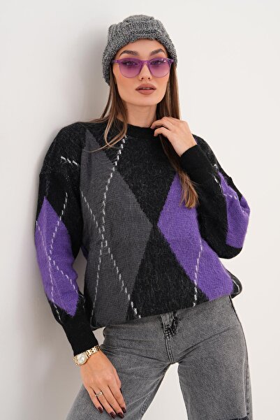 ŞİMAL Pulover tricotat cu model Baklava pentru femei 255142 -
