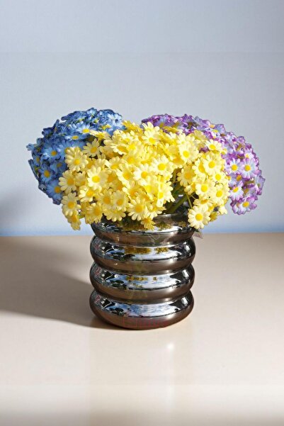 İLİVA Füme Cam Vazo Aynalı Dekoratif Ev Aksesuarı Modern Tasarım