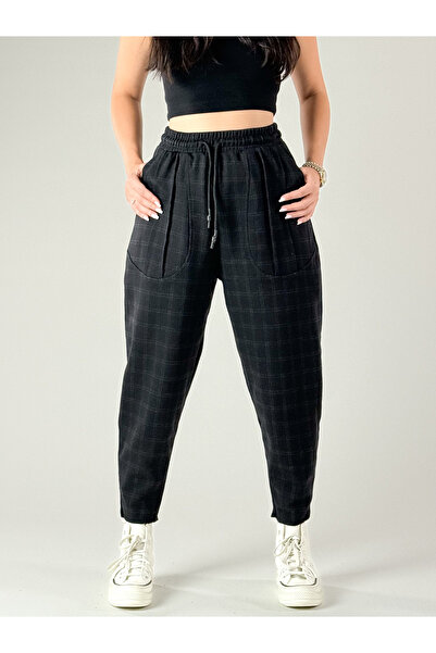 COCOPELLI Thin Plaid Women's Baguette Pants with Pocket Detail