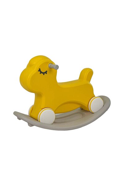 Danube Home 2-in-1 Kids Rocking Horse & Ride-On Car - Convertible Toddler Toy with Anti-Slip Base - Yellow