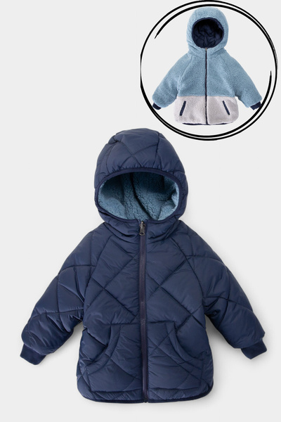 Midimod 2-11 Yaş Çift Taraflı İçi Polar Kışlık Erkek Çocuk Mont