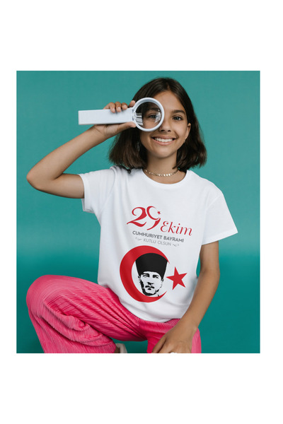 ALPŞAN TİCARET 29 Ekim Cumhuriyet Bayramı Atatürk İmzalı Türk Bayrağı Baskılı Unisex Çocuk Kadın Erkek Tişört