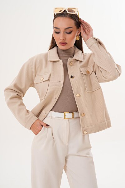 ŞİMAL Women's Velcro Pocket Detailed Button Closure Jacket 255383 -