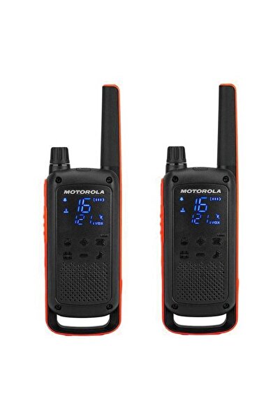 Motorola T82 radio station, 10 km, set of 2, orange/black, with LED flashlight, discreet display