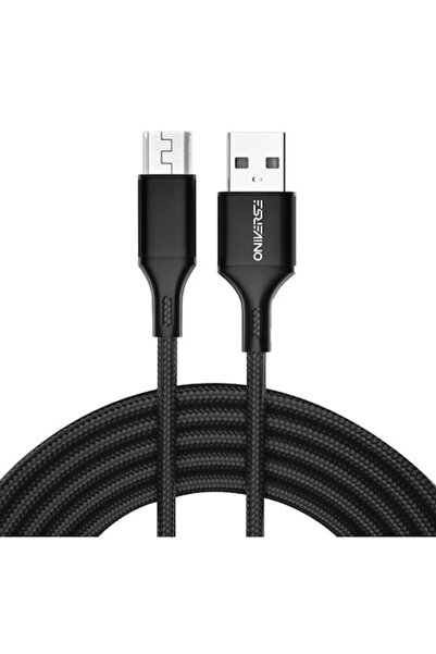Oniverse USB-A to Micro-USB Charging Cable 3m, Black, Braided Design, 2.4A