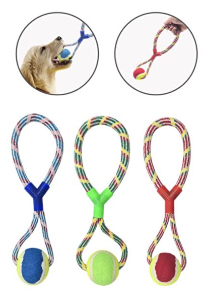 minossa Köpekler İçin Tenis Toplu Halatlı Diş Kaşıma Oyuncağı - 45 cm Dayanıklı Kemirme ve Isırma ipi