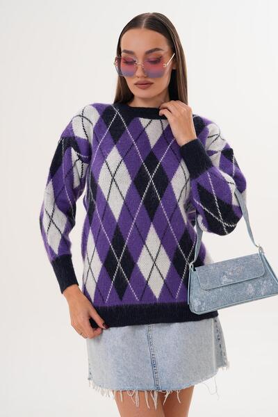 ŞİMAL Kadın Baklava Desenli Triko Örme Kazak 255141 -