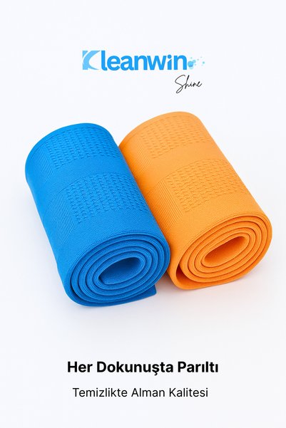 Kleanwin Shine 2-Piece 40X60Cm Microfiber Glass Cloth Set – Blue and Orange, Home and Car Glass Cleaning Cloth