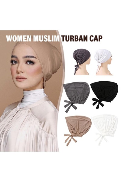 Perfectory Women's Turban Cap with Tie-Back Closure, Muslim Head Wrap Bonnet- Beige