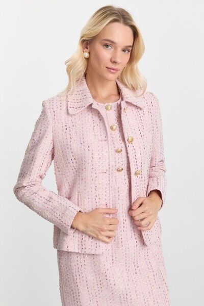 Selen Giyim Bebe Yaka Dik Cepli Kendinden Simliı Ceket