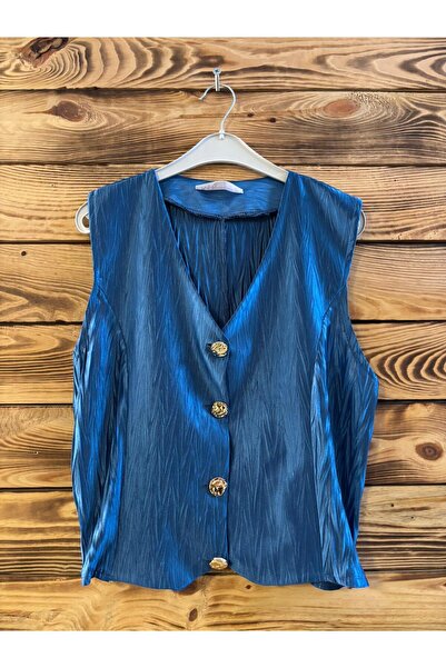 Sima Butik Women's Satin Buttoned Vest