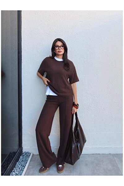 ESRAHELVACI Fitil Pattern Short Sleeve Knitwear Set