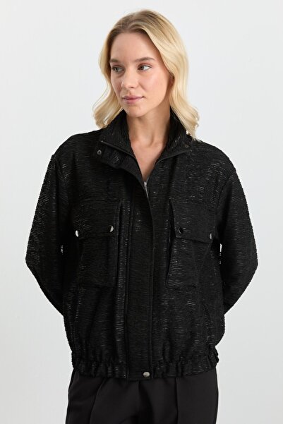 Selen Giyim Dıştan Cep Kendinden Simli Ceket