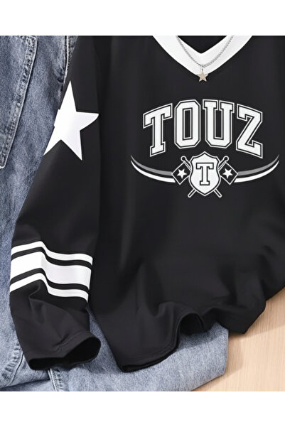 Toum Touz Design Унисекс суитшърт с V-образно деколте