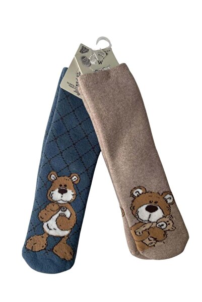 ww waka waka kids store Комплект детски чорапи с 2 чифта с мотив мечета Цветн...