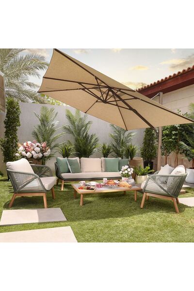 Danube Home طقم أريكة أوميا الخارجية بخمسة مقاعد | أثاث حدائق بإطار من الألومنيوم | مقاعد فناء عصرية