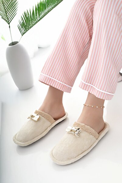 Modafırsat Kadın Ev Terliği Peluş Yıkanabilir İçi Yünlü Kürklü Terlik Misafir Çeyiz Bohça Gelin Terliği