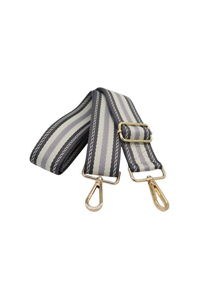 Anatolia Grey-White Striped Adjustable Polyester Bag Shoulder Strap 4 cm X 120 cm