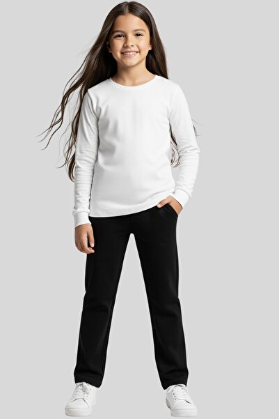 cm buseyiz مجموعة ملابس مدرسية وعادية: تي شيرت بأكمام طويلة للفتيات وبنطلون رياضي واسع الساقين