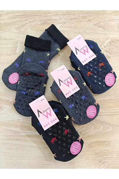 ADA SOCKS HAVLU KAYDIRMAZ TABANLI EV ÇORABI 3ÇİFT