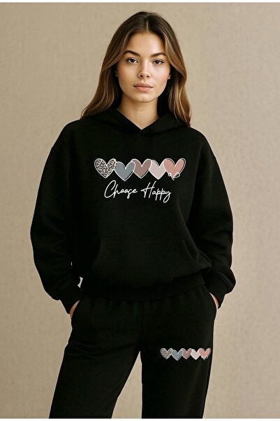 FUFLUNS CHOOSE HAPPY SET DE PANTALONI DE TRENING OVERSIZE CU GLUGĂ PENTRU FEM...