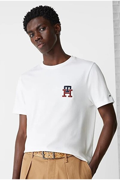 Tommy Hilfiger TH Nakışlı logo regular fıt dokuma pamuklu erkek t-shırt