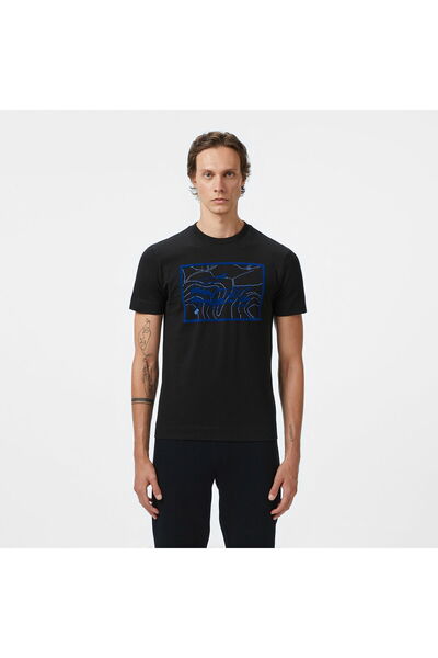 Lacoste Erkek Regular Fit Bisiklet Yaka Baskılı Siyah T-Shirt