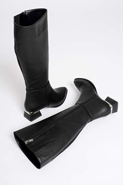 Lolita Love Shoes Cizme de damă Miami Black cu fermoar și vârf negru