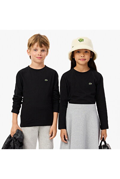 Lacoste Çocuk Uzun Kollu Bisiklet Yaka Siyah T-Shirt