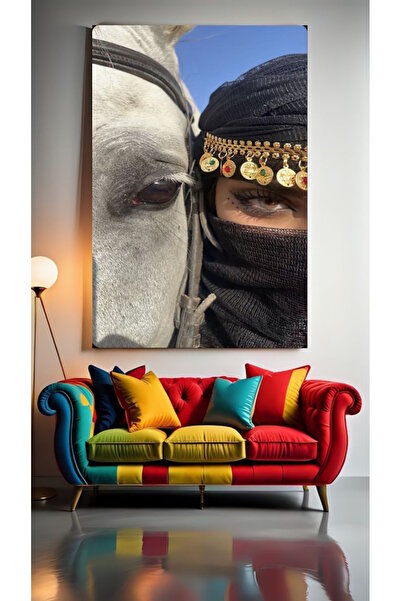 özkacar AT VE PEÇELİ KADIN V2 Tablou pe pânză pentru decorarea casei, perete,...