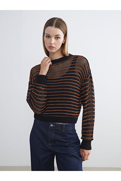 LC Waikiki Vlastiti brend, nova sezona okrugla kragna Prugasto ženski pleteni...