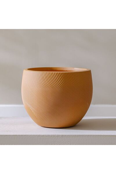 Danube Home وعاء طين ليفي بتصميم حلزوني متوسط - وعاء خفيف الوزن للنباتات الدا...