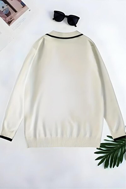 Oksit Roxy Slim Fit Collar and Sleeve Stripe Men's Polo Neck Knitwear Sweater