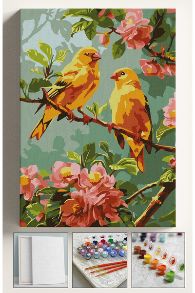 Sulepas Sayılarla Boyama Seti Numaralı Tuval Fırça Boya 40x50 Cm Sarı Kanarya